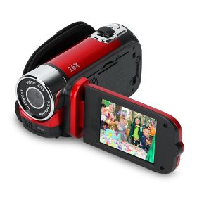 HD 1080P Digital Video Camcorder 2.7in 16X Zoom DV Camera 270° Rotation Rechargeable Kid Camera w/Fill Light Selfie (Color: Red)