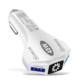 1pc Universal Dual USB QC3.0 48W Car Charger; Mobile Phone Fast Charging Adapter (Color: White)