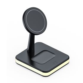 25W Magnetic Wireless Charger Stand Dock For iPhone 14 13 12 Pro Max Mini Apple iWatch 8 Airpods QC3.0 USB Fast Charging Station (Color: Black 2 in 1)