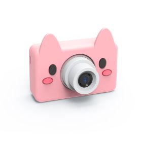 Digital Photo Camera For Children Mini Eduction Toy Kids Camera Boys Girls Gift Video With 16 32 Gb Sd Card Silicon Coat Camaras (Color: Piggy)