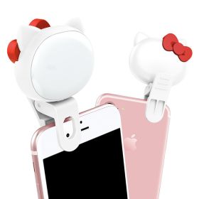 Mobile phone fill light Mobile phone beauty fill light HD live broadcast fill light Wide angle vlog self portrait fill light (colour: White KT cat)