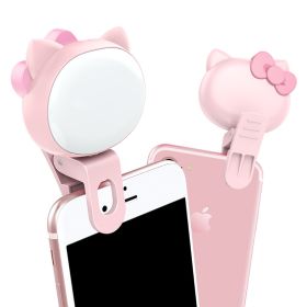 Mobile phone fill light Mobile phone beauty fill light HD live broadcast fill light Wide angle vlog self portrait fill light (colour: Pink KT cat)