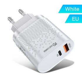 Qc3.0 Fast Charge PD Charger 18W for Apple Android USB-A + Type-c Dual Port US Standard Charging Plug (Color: European standard White)