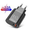 Qc3.0 Fast Charge PD Charger 18W for Apple Android USB-A + Type-c Dual Port US Standard Charging Plug