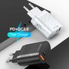 Qc3.0 Fast Charge PD Charger 18W for Apple Android USB-A + Type-c Dual Port US Standard Charging Plug