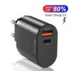 Qc3.0 Fast Charge PD Charger 18W for Apple Android USB-A + Type-c Dual Port US Standard Charging Plug